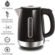 Morphy Richards Equip Black Kettle Toaster Breadbin & Canisters Kitchen Bundle1