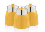 Swan Retro Yellow Tea, Coffee & Sugar Canisters New Set of 3 Kitchen Storage Set