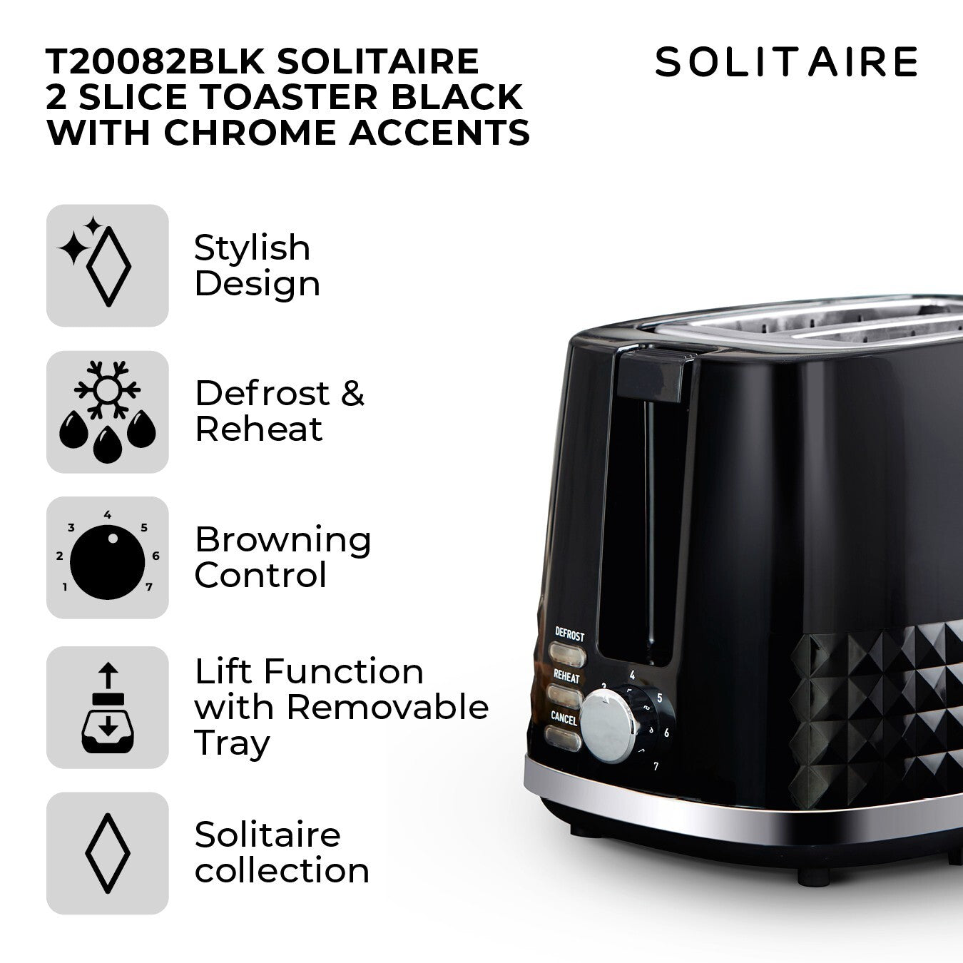 Tower Solitaire Black Kettle Toaster Manual Microwave & Kitchen Storage Set12