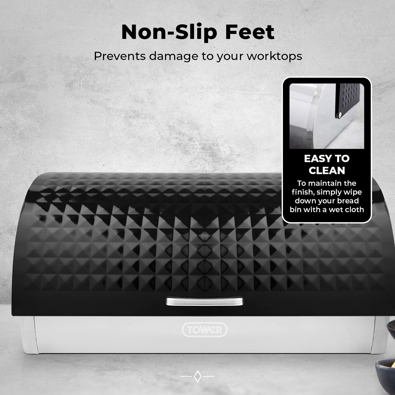 Tower Solitaire Black Kettle Toaster Microwave Bread Bin Canisters Kitchen Set2