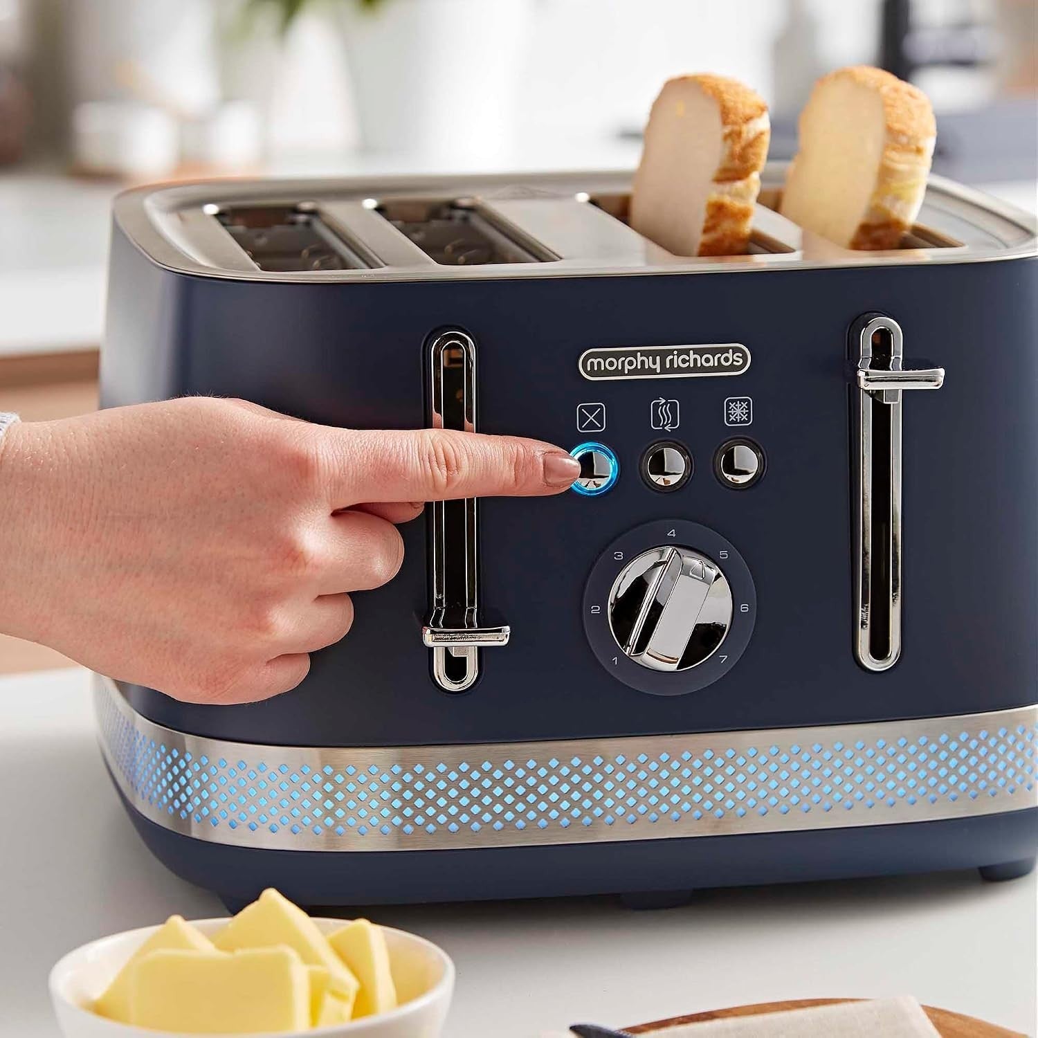 Morphy Richards Illumination Navy Peony 1.7L Jug Kettle & 4 Slice Toaster Set5