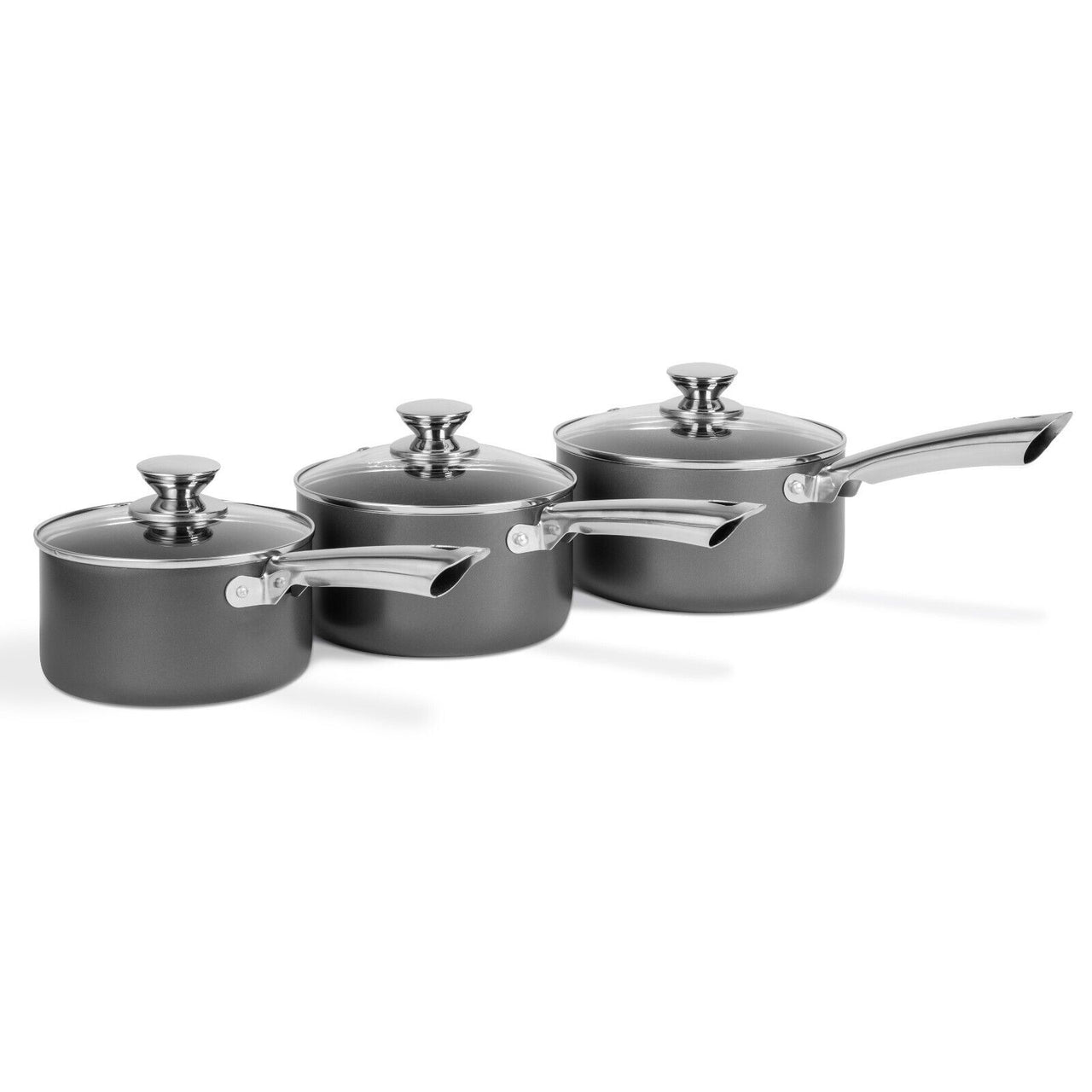 Morphy Richards 3 Piece Saucepan Set. 16, 18 & 20cm Pan Set Titanium 973023