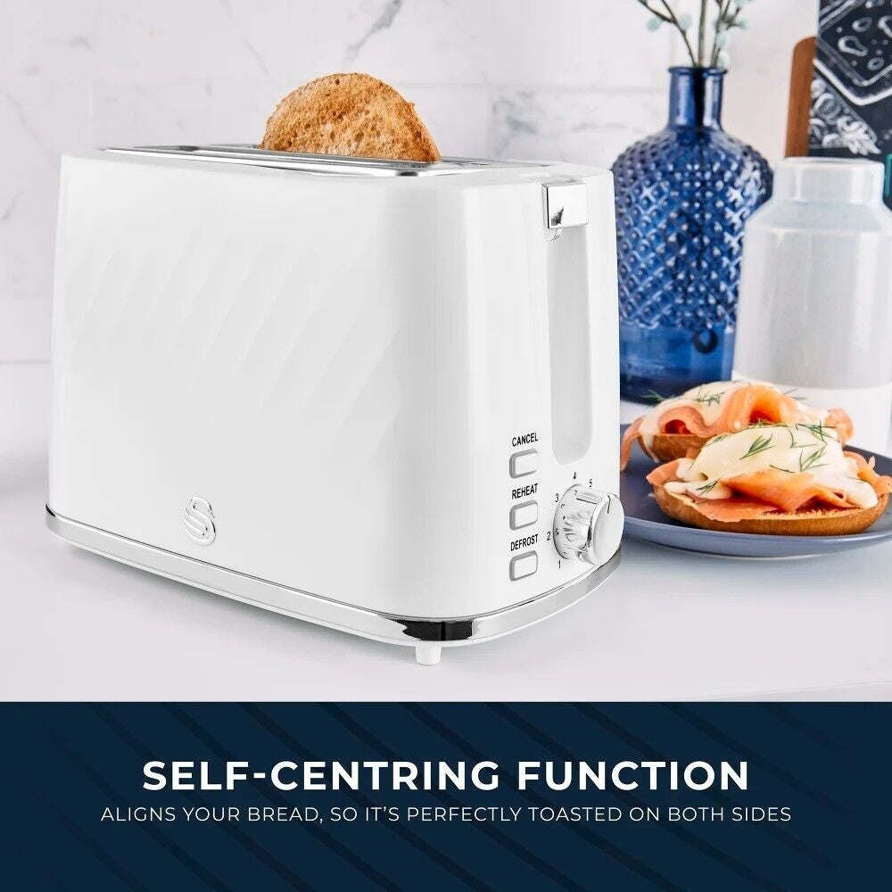 Swan Windsor White Kettle Toaster Microwave Canisters Matching Kitchen Bundle14