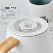 Swan Fjord Jug Kettle White Scandi Design with Wooden Accents SK19024WHT7