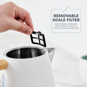 Swan Fjord Jug Kettle White Scandi Design with Wooden Accents SK19024WHT6