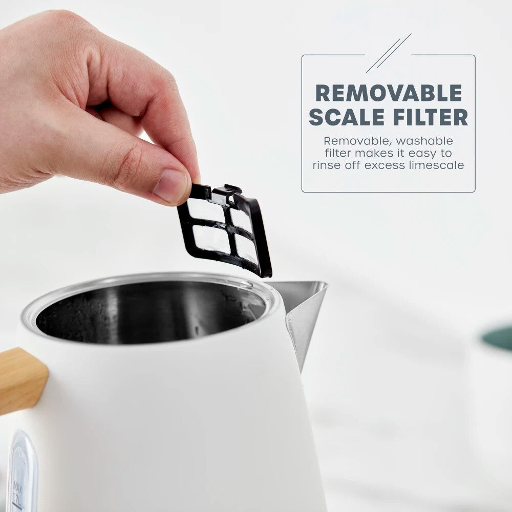 Swan Fjord Jug Kettle White Scandi Design with Wooden Accents SK19024WHT6