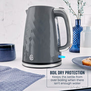 Swan Windsor Grey Kettle Toaster Microwave Canisters Kitchen Bundle Set10