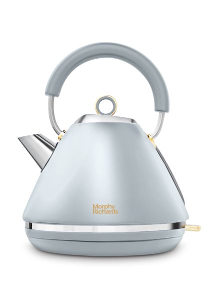 Morphy Richards Accents Ocean Grey & Gold 1.5L 3KW Pyramid Kettle & 4 Slice Toaster