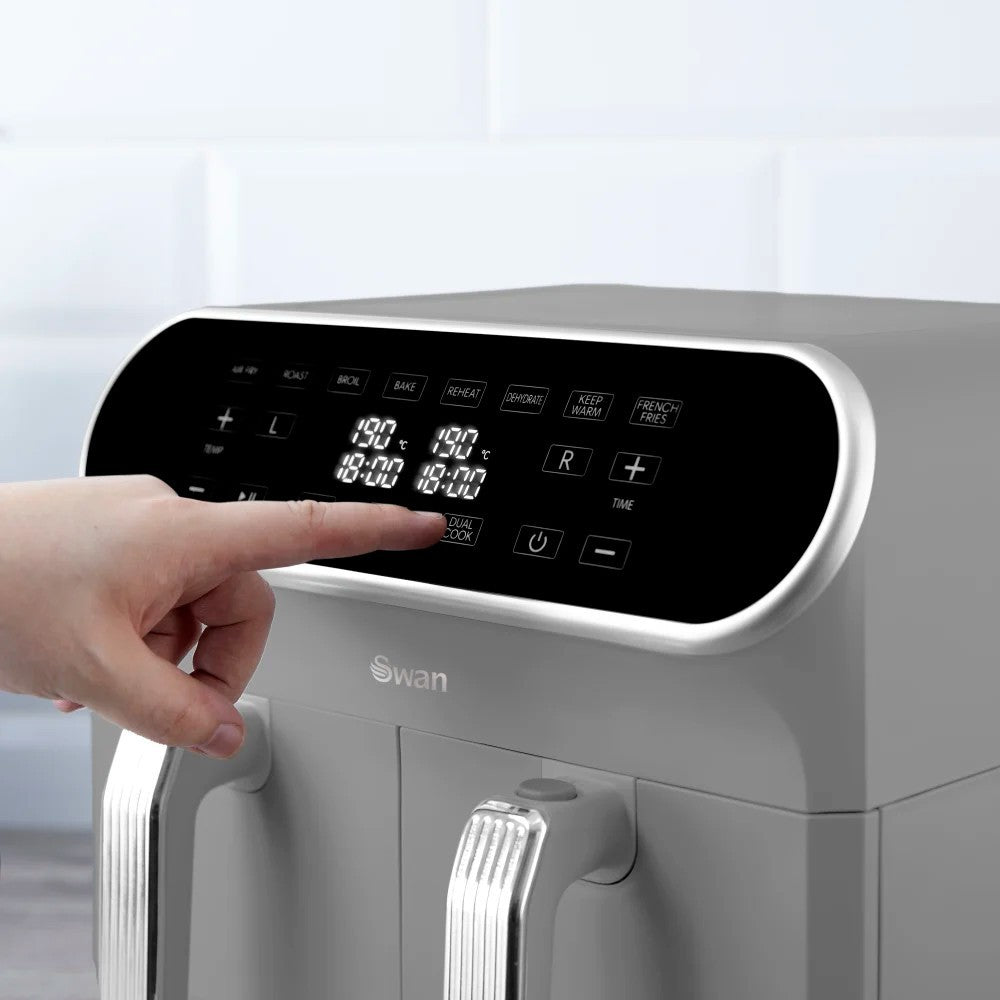 Swan Retro Revive Grey Kettle 4 Slice Toaster & 8L Dual Basket Air Fryer Bundle9
