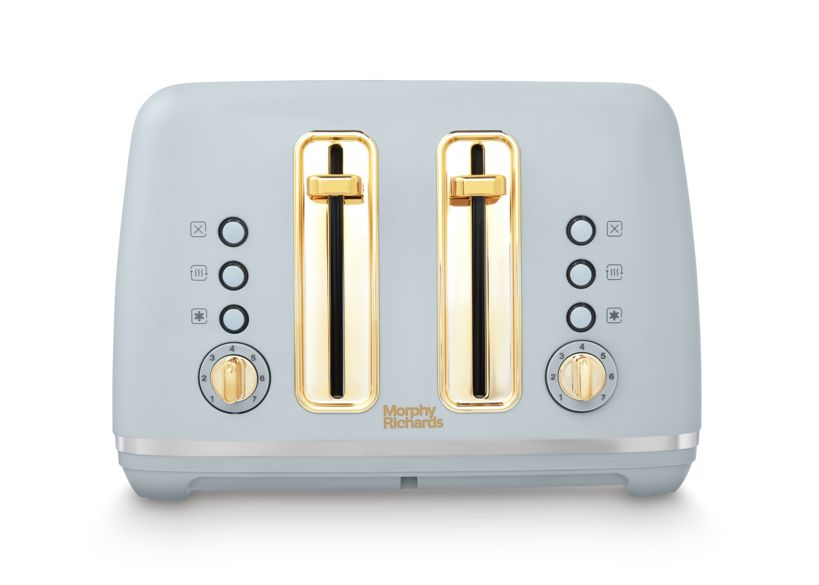Morphy Richards Accents Ocean Grey & Gold 1.5L 3KW Pyramid Kettle & 4 Slice Toaster