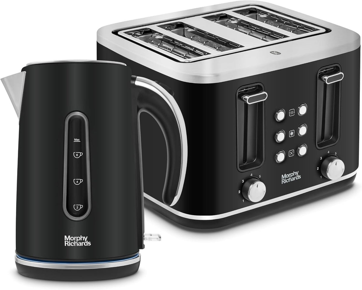 Morphy Richards Motive Black 1.7L Kettle & 4 Slice Toaster Matching Set0