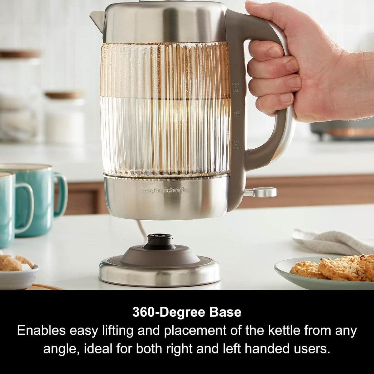 Morphy Richards Lantern Amber Glass 1.5L 3KW Ribbed Jug Kettle2