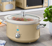 Swan Retro Cream 3.5L Slow Cooker Family Capacity, Energy Efficient Cooking