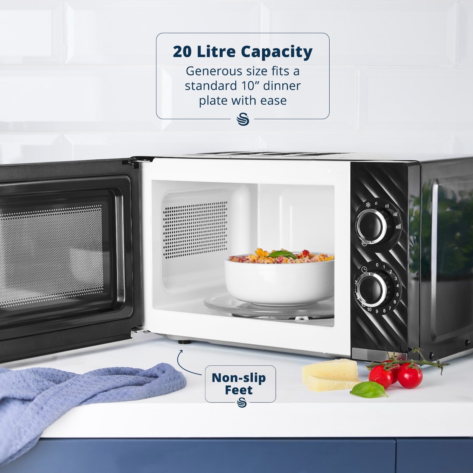 Swan Windsor Black Kettle Toaster Microwave Beadbin Canisters Kitchen Bundle5