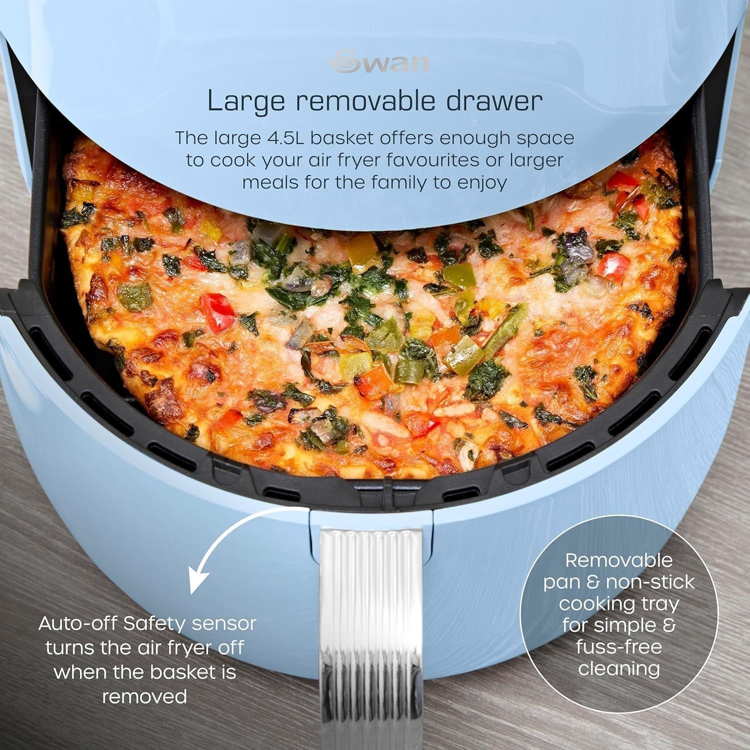 Swan Retro Blue Kitchen Set Kettle Toaster & 4.5L Digital Air Fryer Bundle Set6