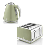 Swan Retro Green 1.5L 3KW Jug Kettle & 4 Slice Toaster Matching Set