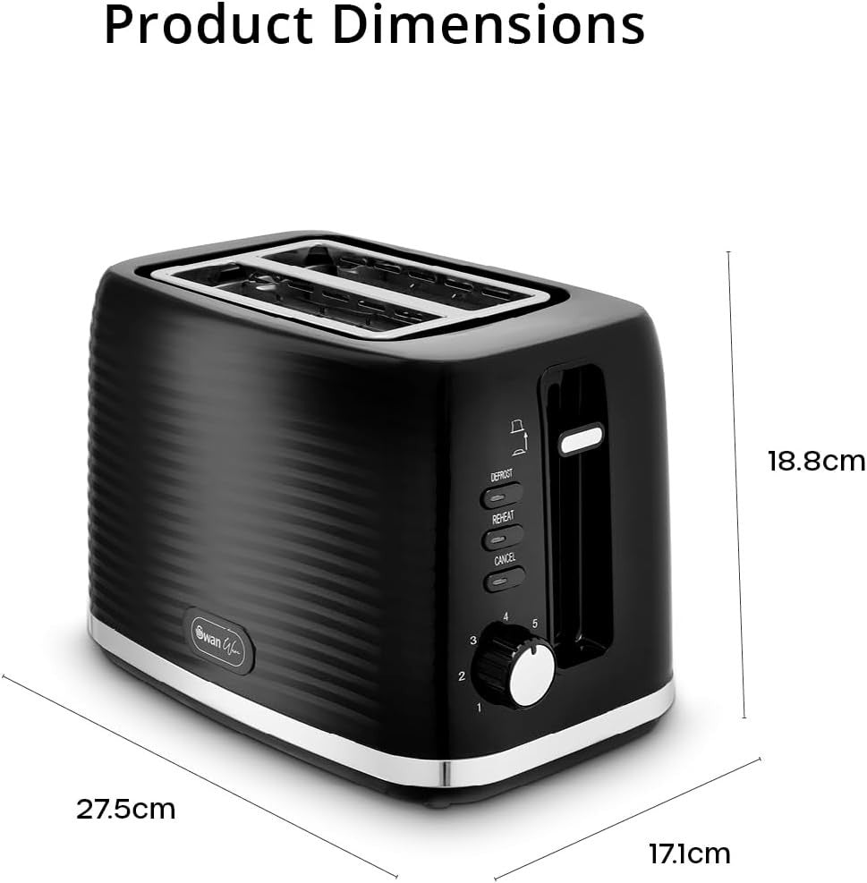 Swan Wave Black Kettle 2 Slice Toaster  & 800W Microwave Matching Kitchen Set9