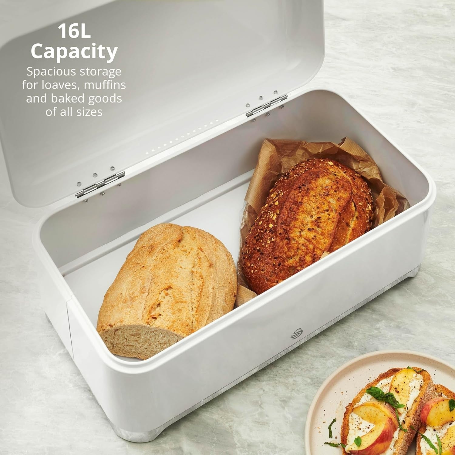 Swan Solace White Kettle Toaster Bread Bin Canisters Kitchen Roll Holder Set16