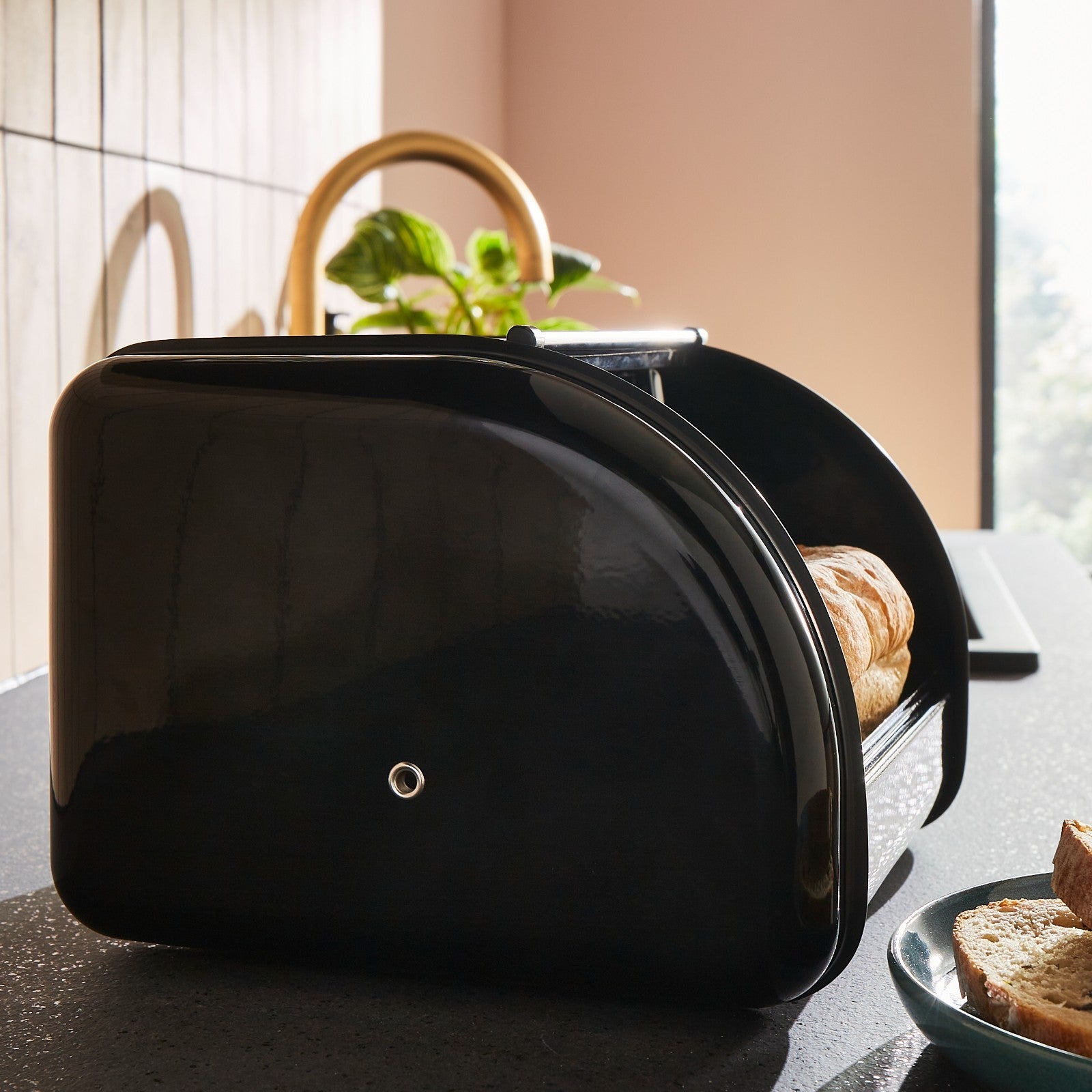 Morphy Richards Equip Compact Bread Bin Black Kitchen Storage Roll up Lid3