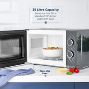 Swan Windsor Grey Microwave 20L Microwave Textured Finish & Chrome SM4424GRY3