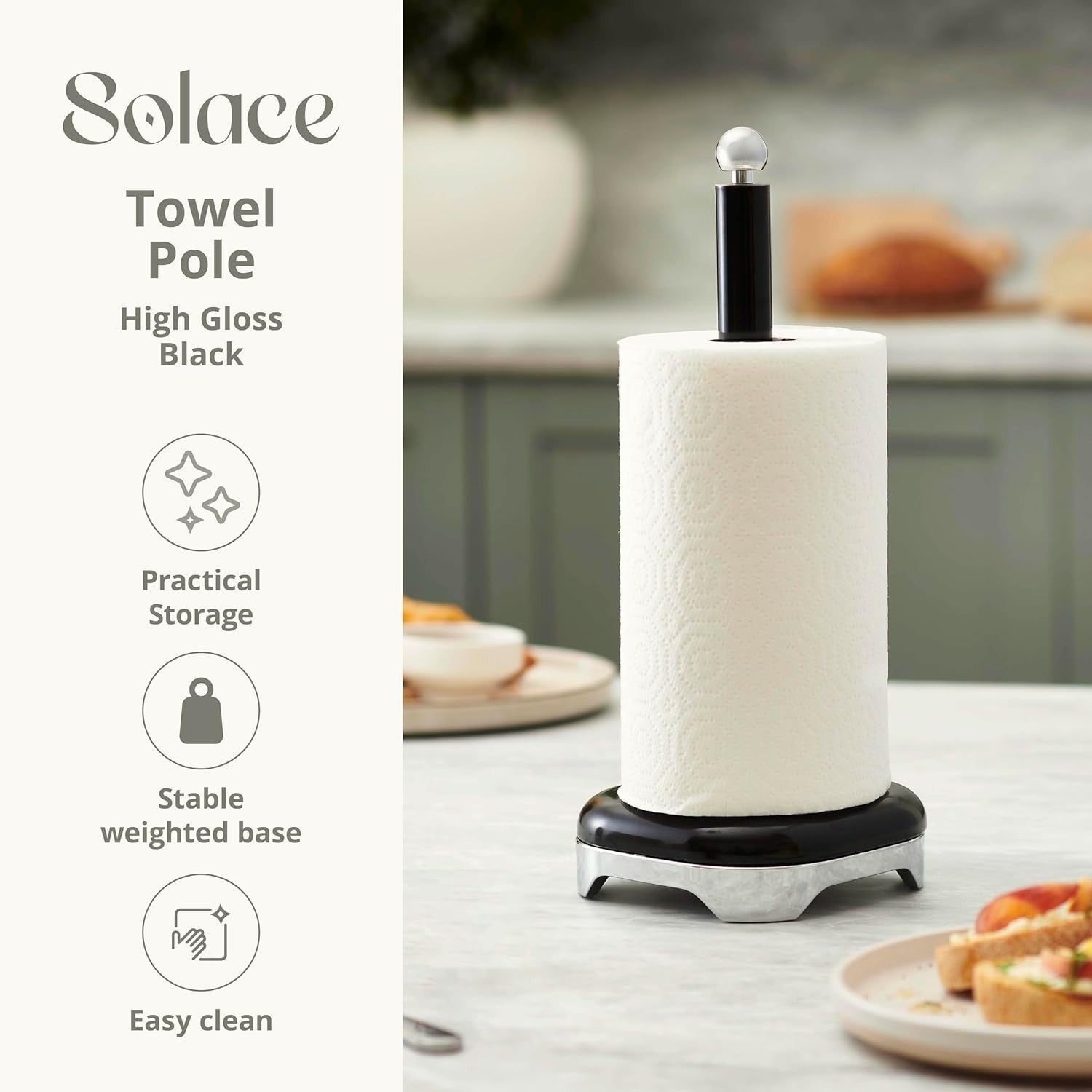 Swan Solace Black Breadbin Canisters Kitchen Roll Holder Storage Set Chrome Trim3
