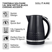 Tower Solitaire Black Kettle 2 Slice Toaster & Microwave T24044BLK Matching Set8