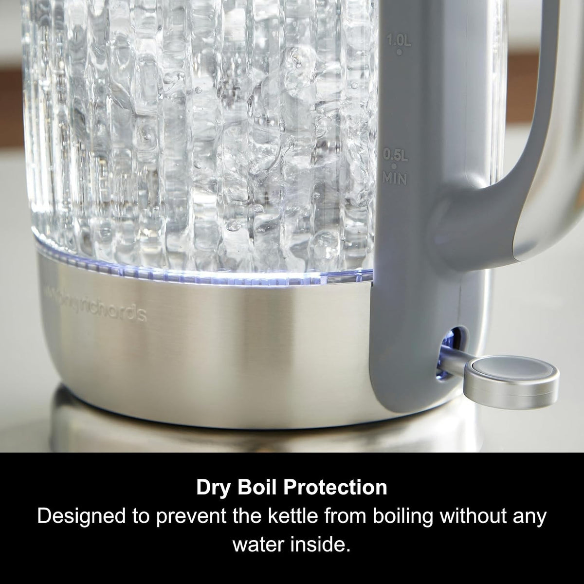 Morphy Richards Lantern Smoked Glass 1.5L 3KW Ribbed Jug Kettle4