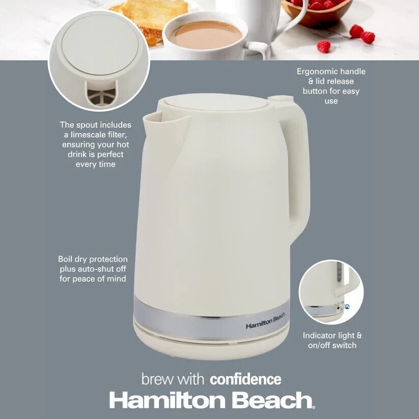 Hamilton Beach Ella Cream Kettle & 2 Slice Toaster Breakfast Set