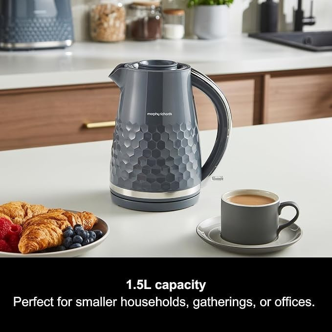 Morphy Richards Hive Grey 1.5L 3KW Kettle & 2 Slice Toaster Matching Set1