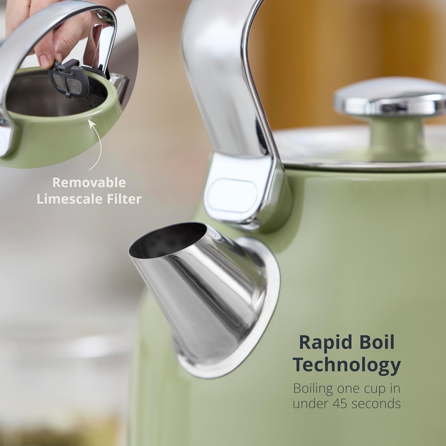 Swan Retro Revive Green Stovetop Design Kettle 4 Slice Toaster & Canisters Set7