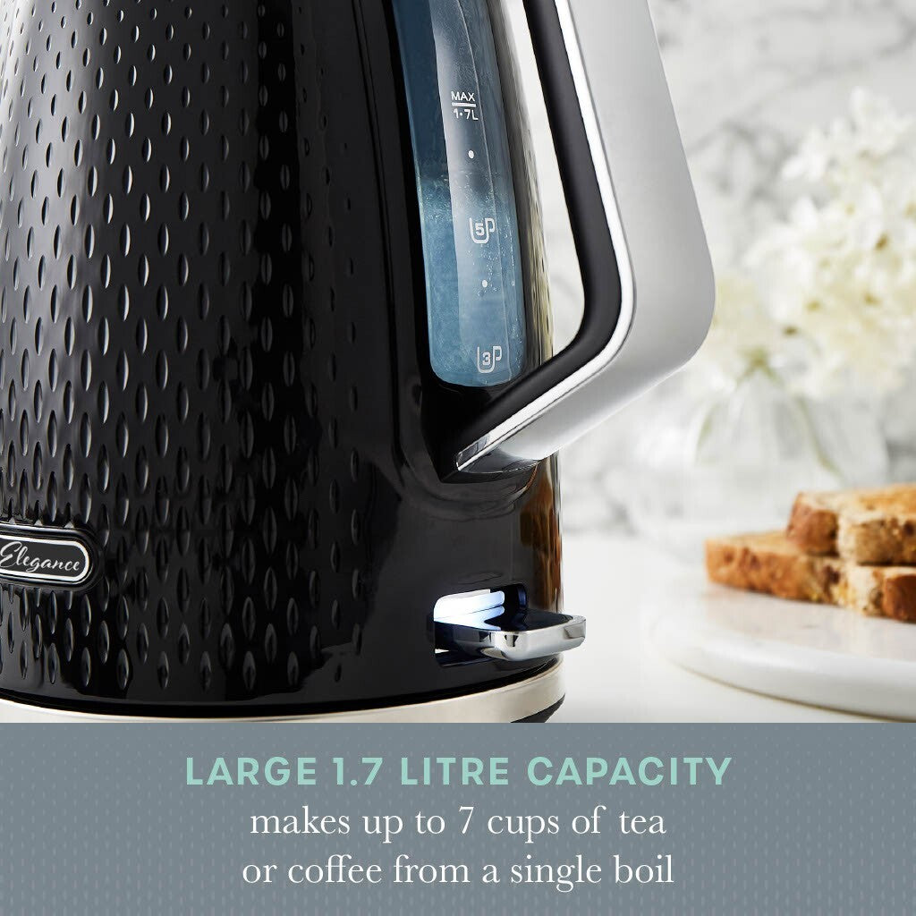 Swan Elegance Kettle, 4 Slice Toaster & 800W 20L Digital Microwave Set in Black11