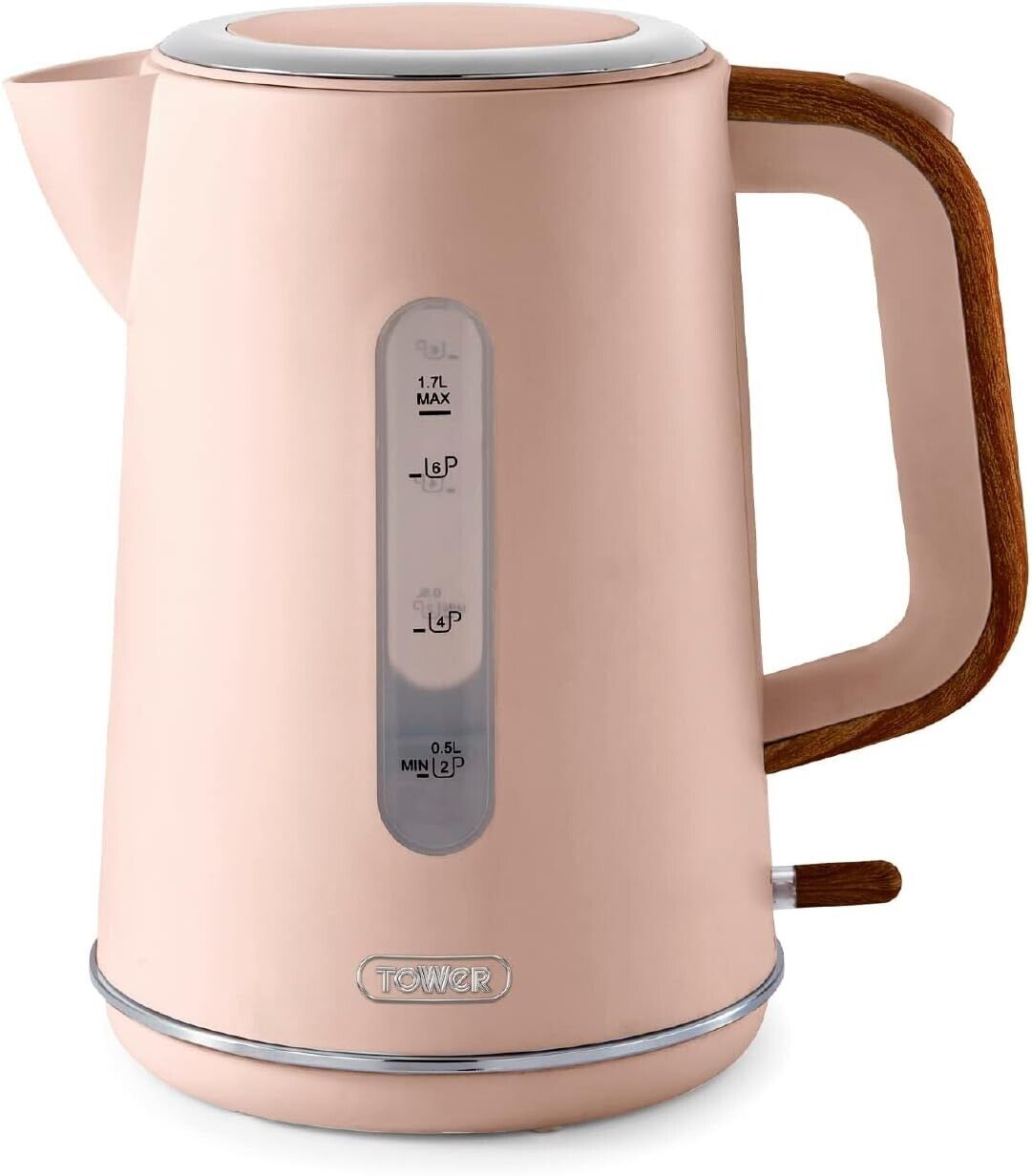 Tower Scandi 1.7L 3KW Jug Kettle Rapid Boil Pink Clay T10037PCLY