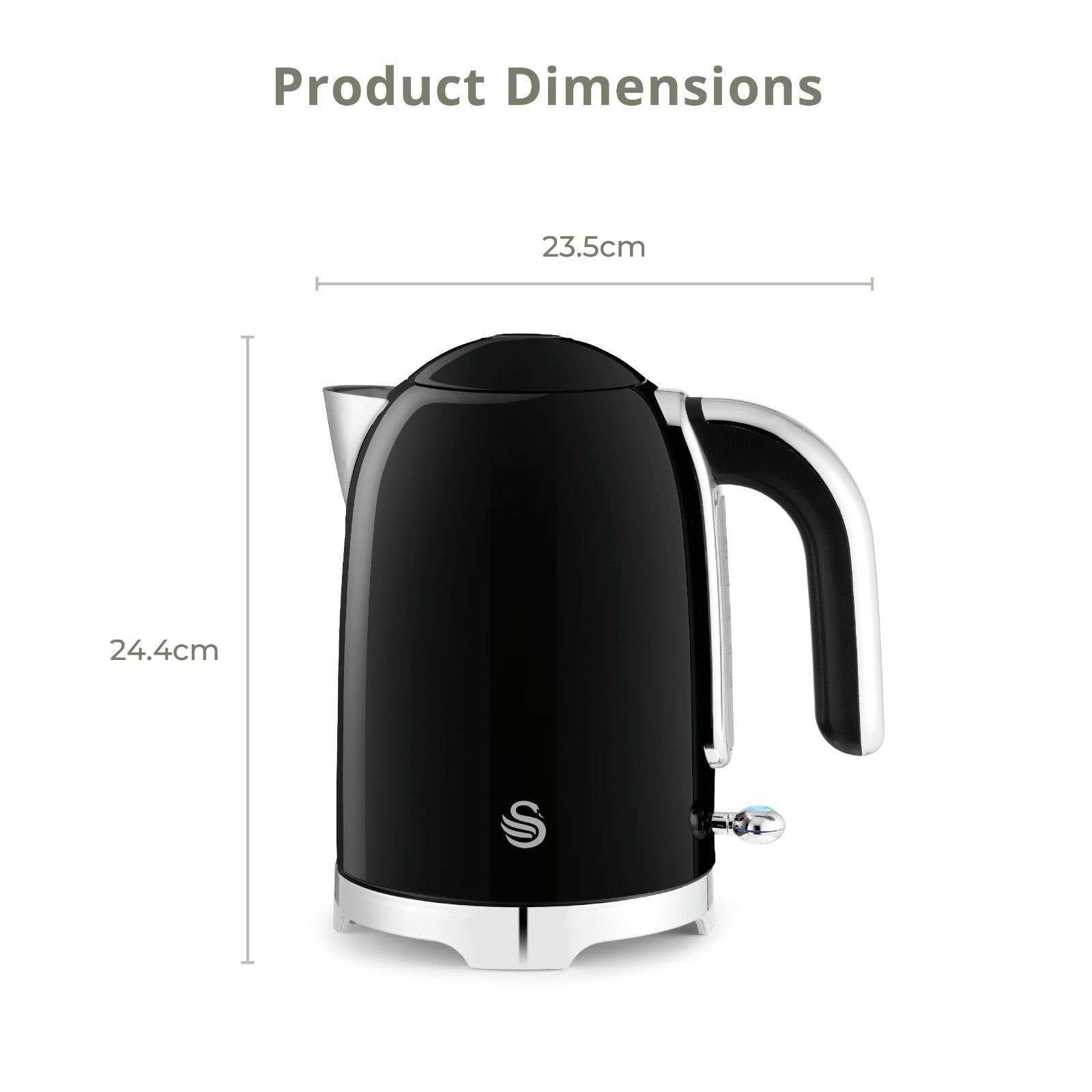 Swan Solace Kettle Toaster Storage Canisters Kitchen Set Black with Chrome Trim10