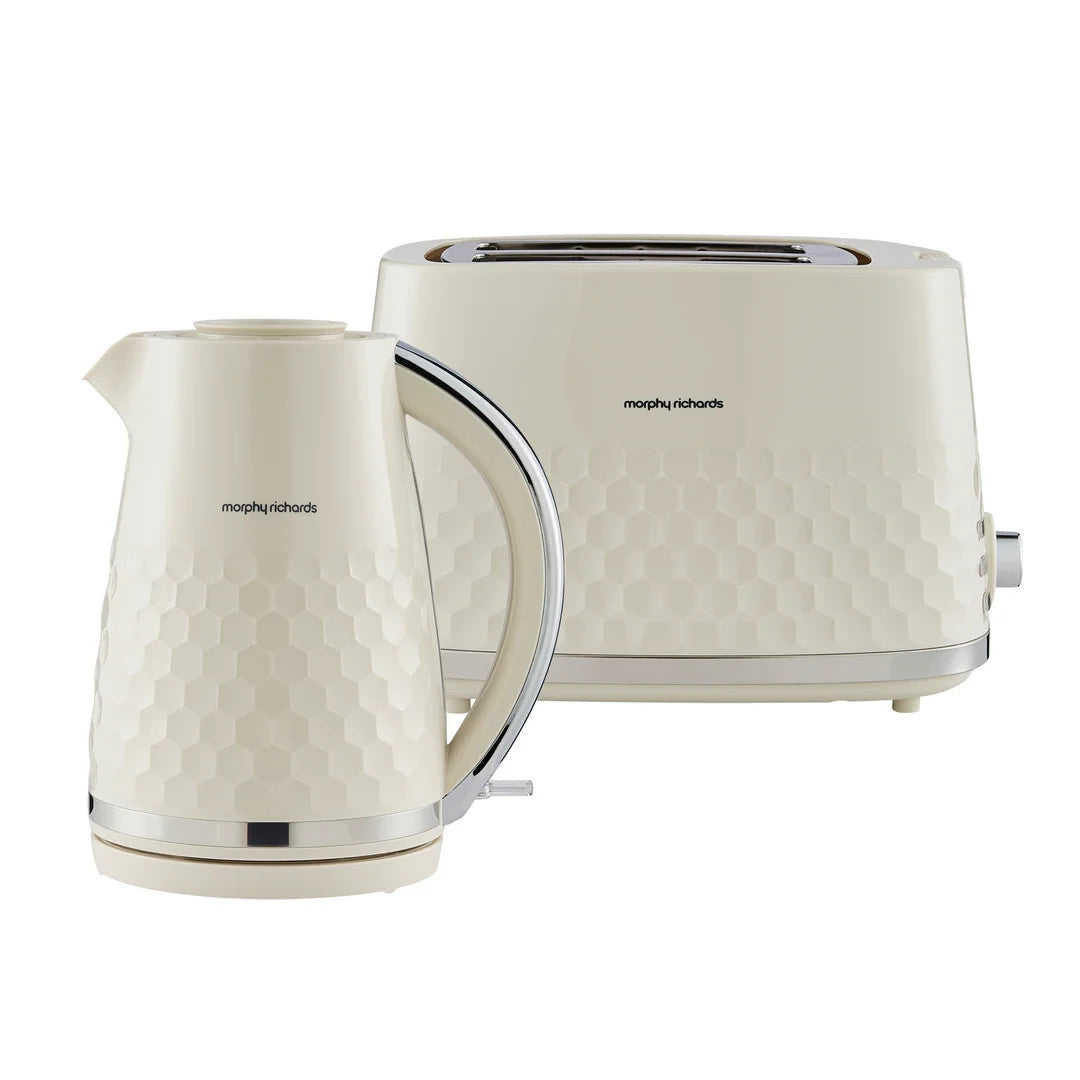 Morphy Richards Hive Cream 1.5L 3KW Kettle & 2 Slice Toaster Matching Set0