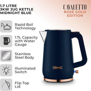 Tower Cavaletto Blue Kettle Toaster Microwave Matching Kitchen Storage Set of 81