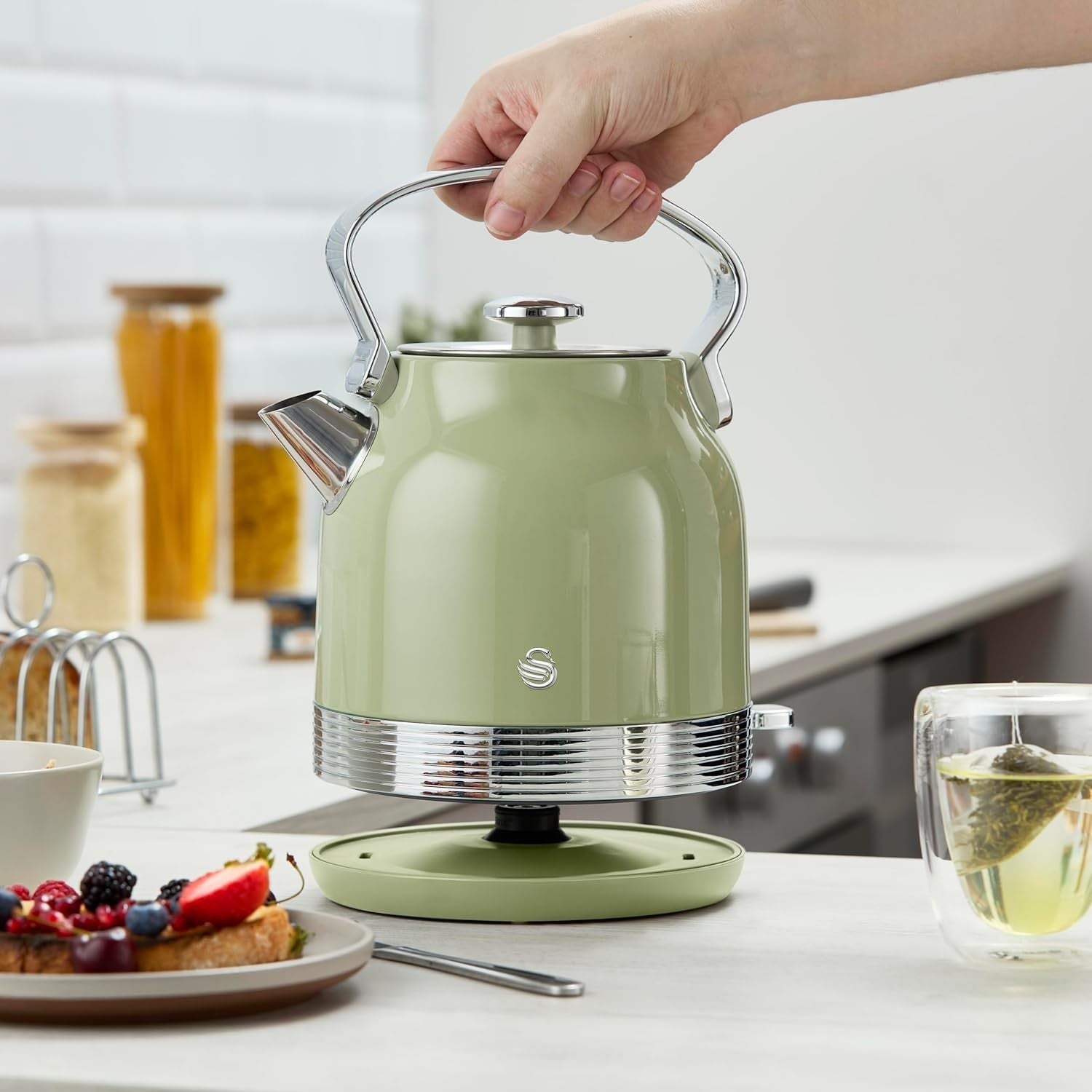 Swan Retro Revive Green Kettle  Toaster Microwave Set  Stovetop Design Kettle5