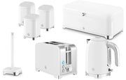 Swan Solace White Kettle Toaster Bread Bin Canisters Kitchen Roll Holder Set0