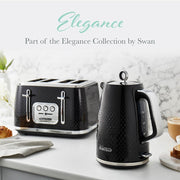 Swan Elegance Kettle, 4 Slice Toaster & 800W 20L Digital Microwave Set in Black1