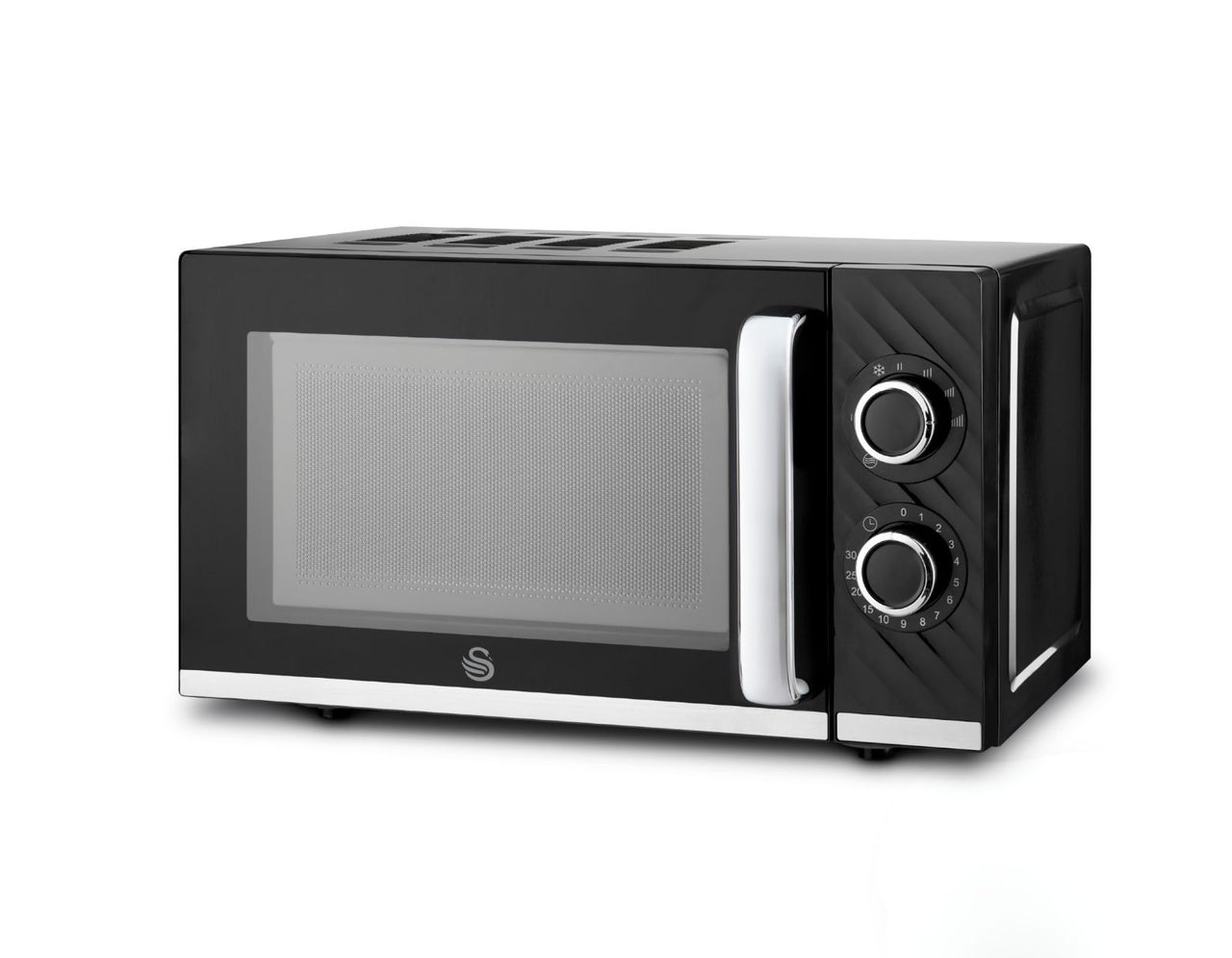 Swan Windsor Black Microwave 20L Microwave Textured Finish & Chrome SM4424BLK0