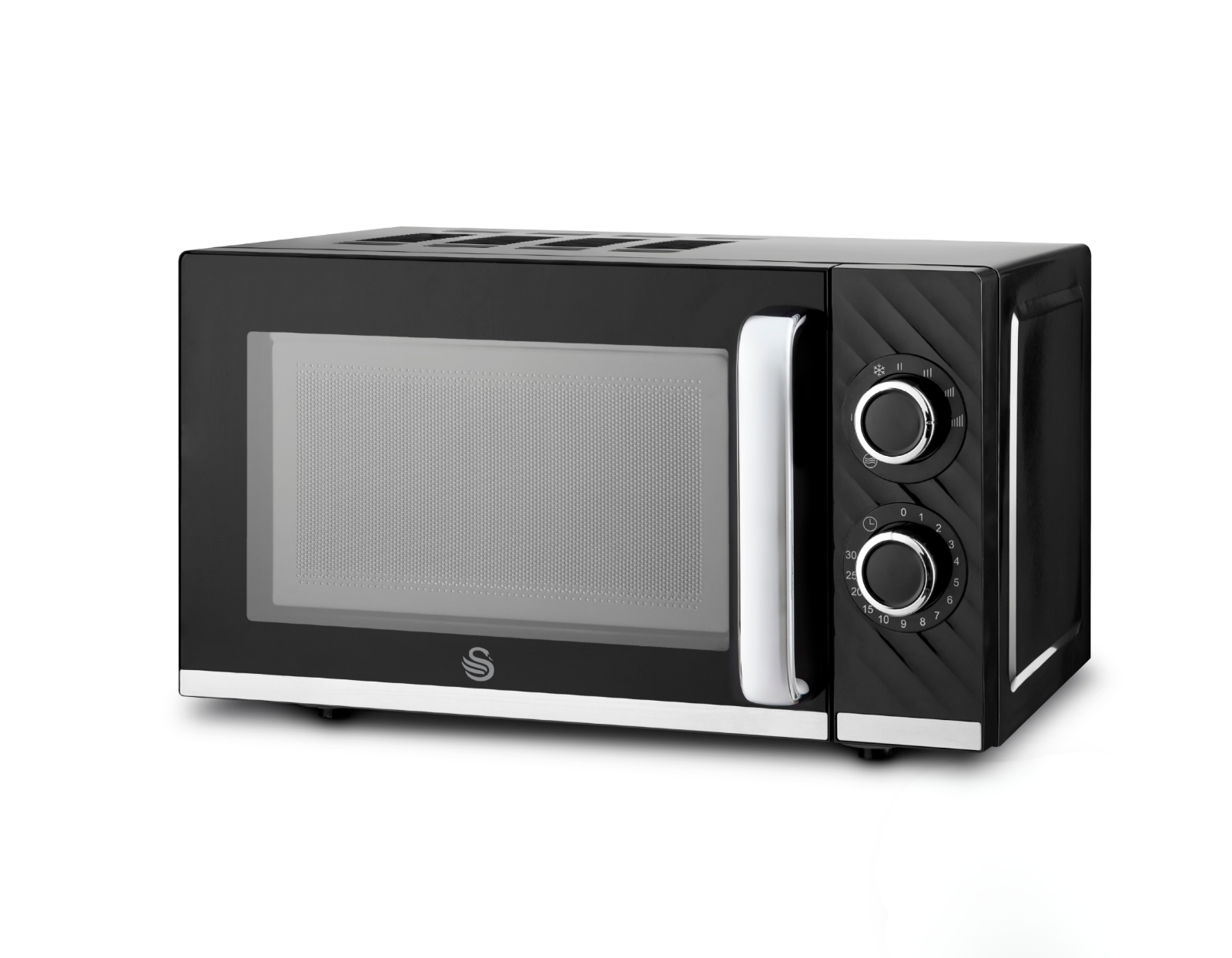 Swan Windsor Black Microwave 20L Microwave Textured Finish & Chrome SM4424BLK0