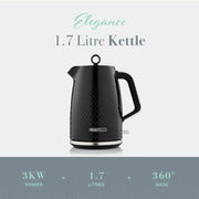 Swan Elegance Kettle, 4 Slice Toaster & 800W 20L Digital Microwave Set in Black5