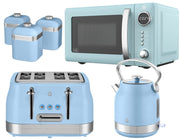 Swan Retro Revive Blue Stovetop Kettle Toaster Microwave Canisters Bundle Set0