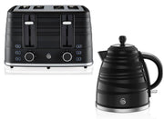 Swan Symphony Black Kettle & 4 Slice Toaster Matching Kitchen Set