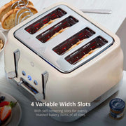 Swan Retro Revive Cream Stovetop Kettle Toaster Microwave Kitchen Bundle Set5