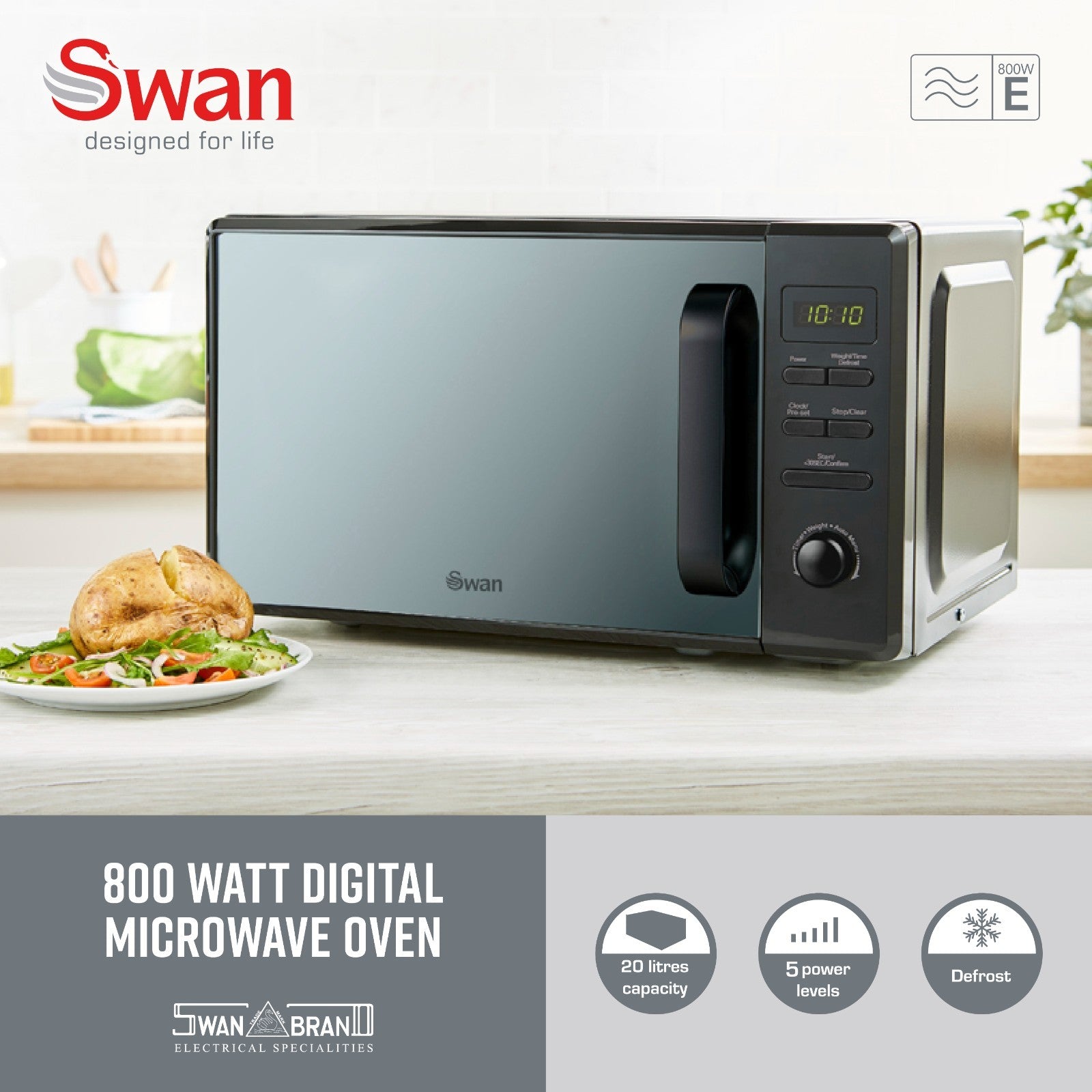 Swan Hexton Black Kettle, 2 Slice Toaster and 20L Digital Microwave Kitchen Set2