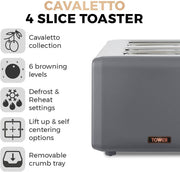 Tower Cavaletto Grey Jug Kettle 4 Slice Toaster Microwave Matching Kitchen Set10