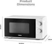Tower Microwave White 20L 800W 5 Power Levels Defrost Function T24044WHT5