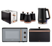 Tower Cavaletto Kettle, 2 Slice Toaster, Canisters, Bread Bin & Microwave Black0