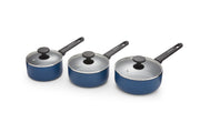 Morphy Richards 3 Piece Pan Set Navy Recycled Aluminium Saucepan Set 8590010
