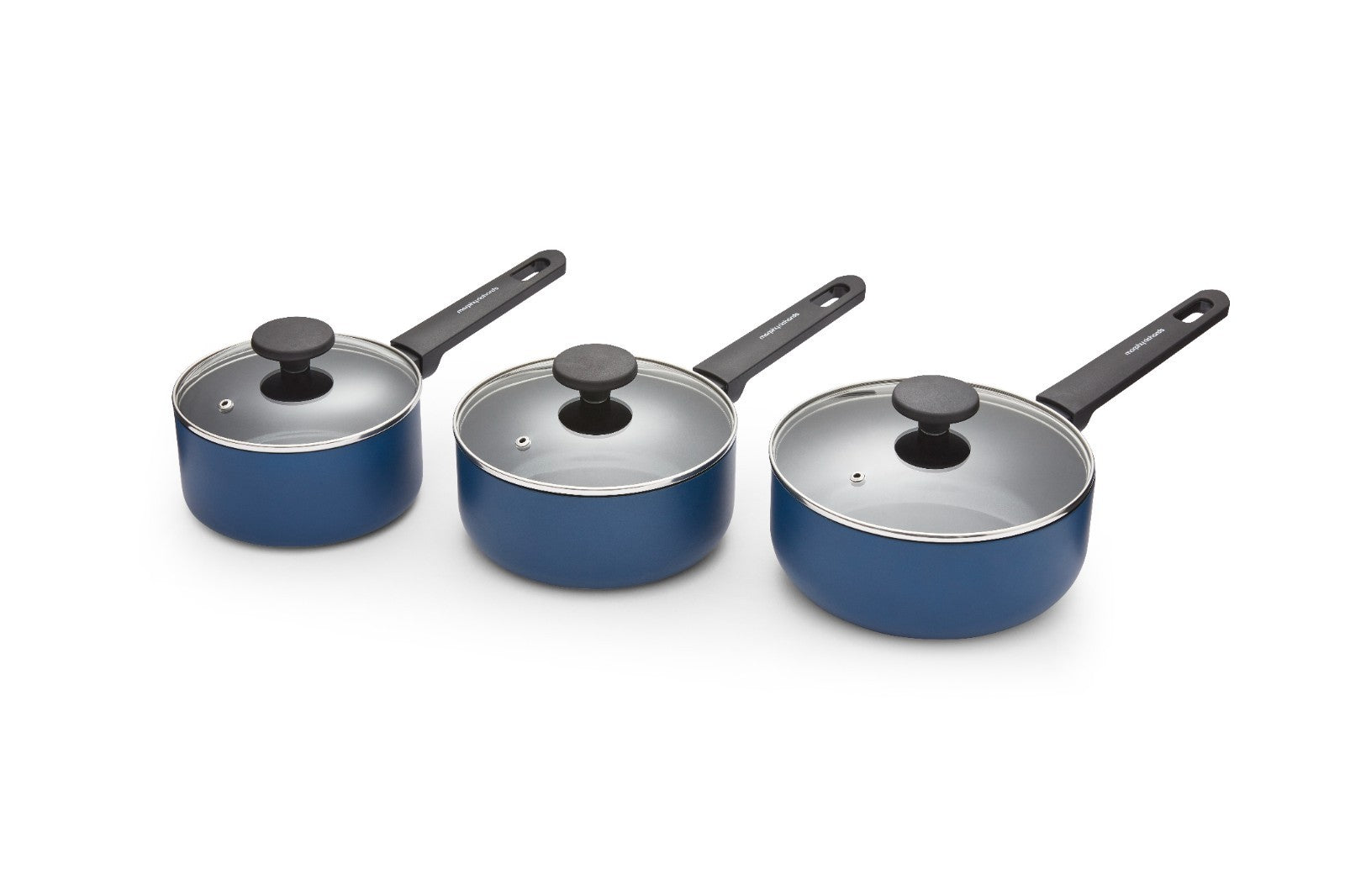 Morphy Richards 3 Piece Pan Set Navy Recycled Aluminium Saucepan Set 8590010